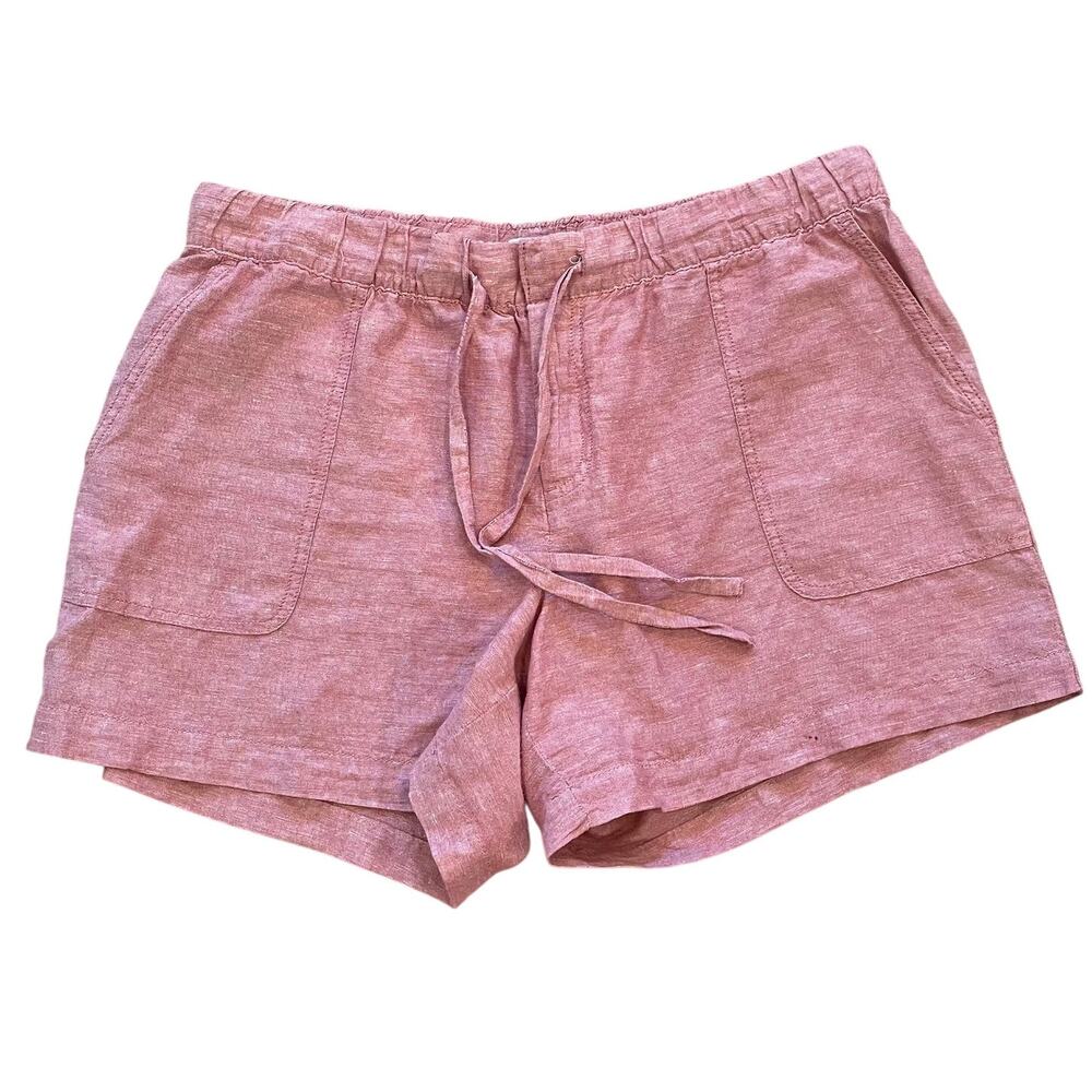 Liz Claiborne Faded Red Linen Blend Drawstring Shorts, Coastal, Size L
